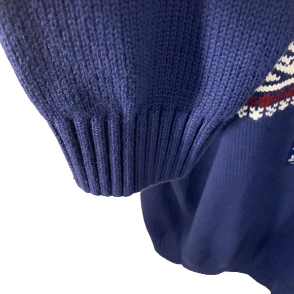 Izod Nordic Fair Isle Mens Half-Zip Sweater Large Blue & White - Picture 9 of 9